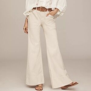 Anthropologie The Rylan Wide Leg Pants in White Putty 32